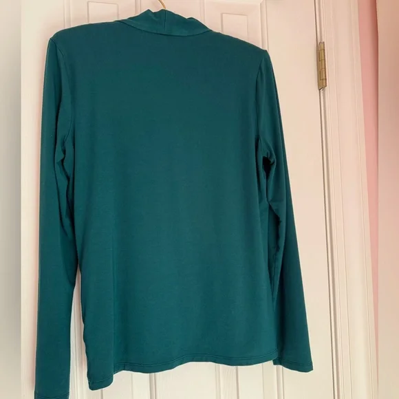 💚Talbots green blue teal v neck long sleeve shirt size small EUC - Picture 3 of 5